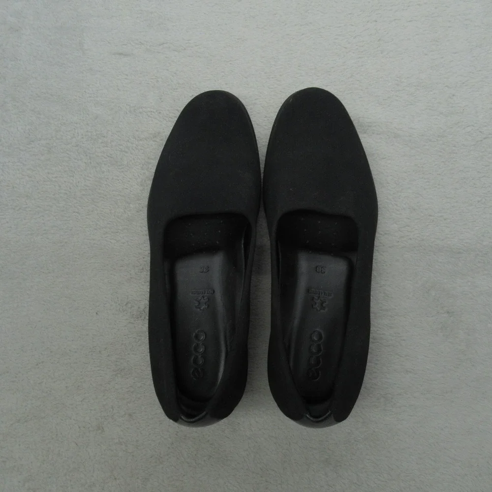 ECCO Womens 7.5 Felicia Loafer Black Stretch Wedge‎ Slip On Comfort Casual EU38